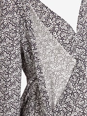 Black/White Maternity/Nursing Floral Wrap Dress - Image 7 of 7