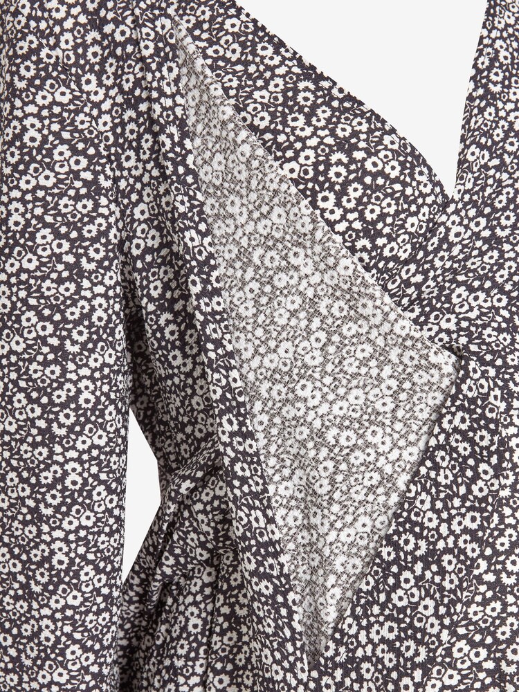 Black/White Maternity/Nursing Floral Wrap Dress - Image 7 of 7