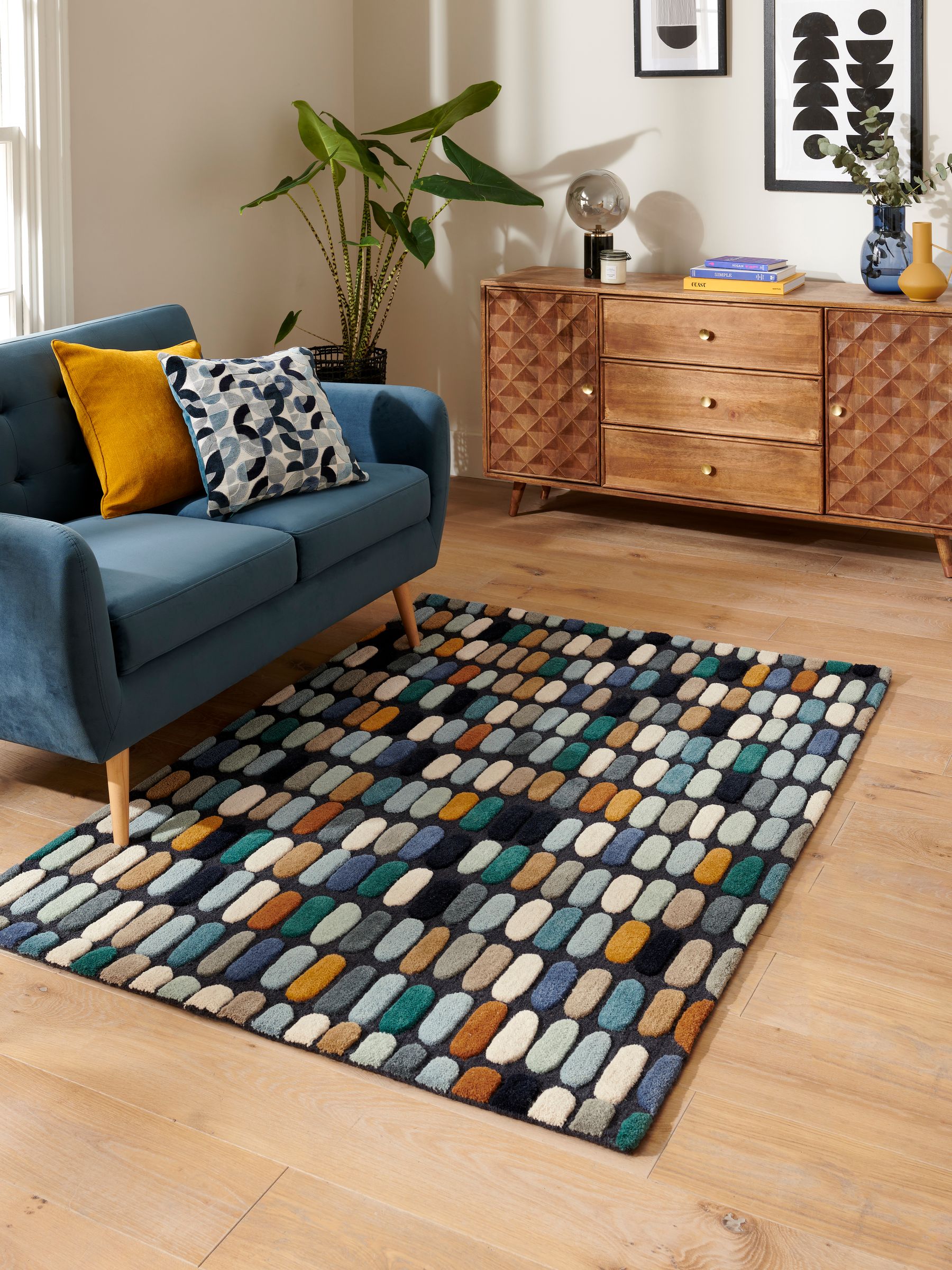 Buy Blue Sketch Rug from the Next UK online shop