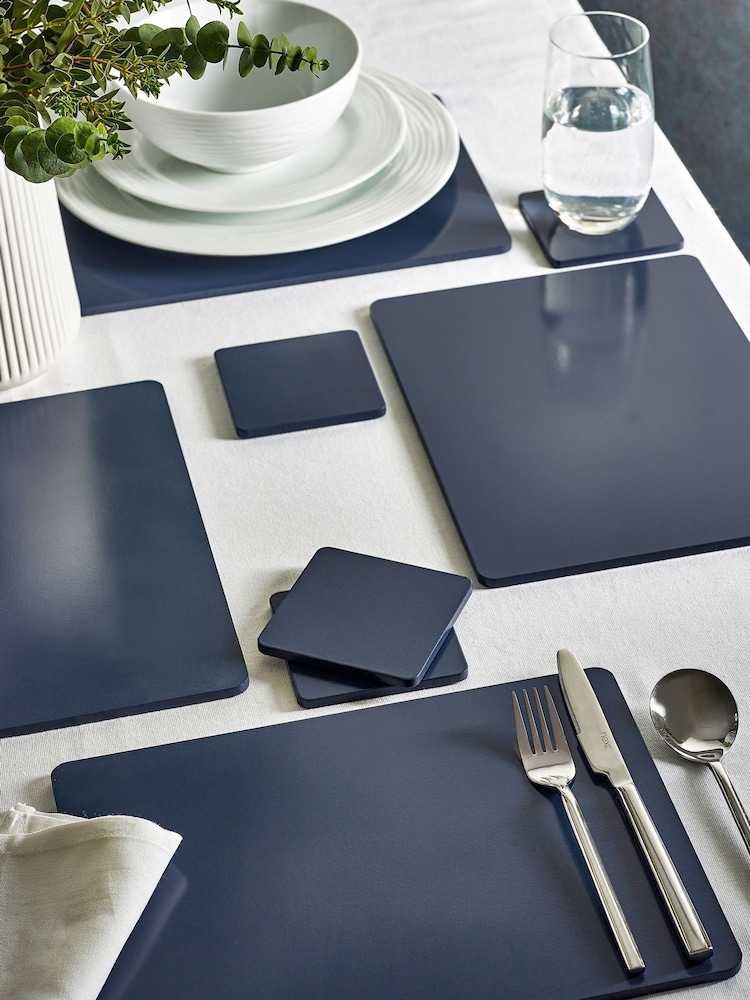 Set of 4 Navy Blue Placemats and Coasters - Image 1 of 2