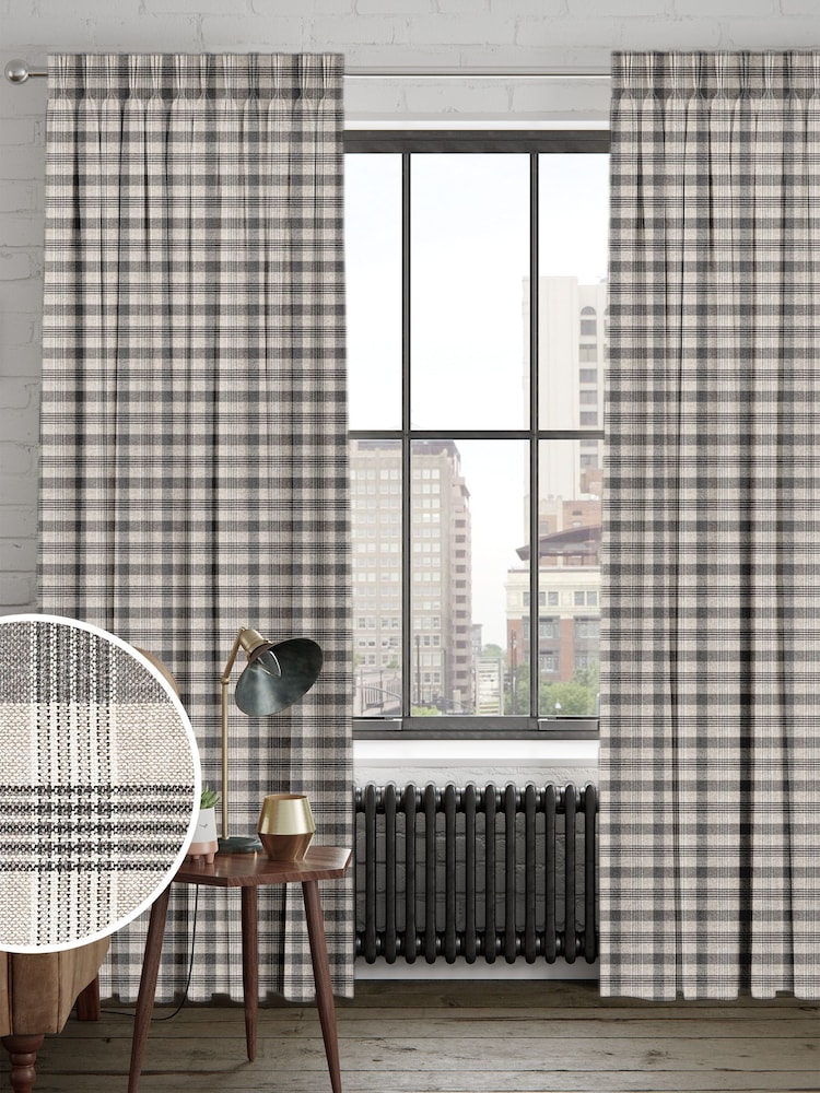 Black Cleveland Check Made To Measure Curtains - Image 1 of 9