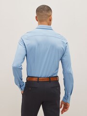 Blue Slim Fit Single Cuff Motionflex Knitted Shirt - Image 2 of 9