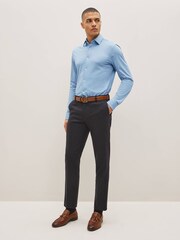 Blue Slim Fit Single Cuff Motionflex Knitted Shirt - Image 3 of 9