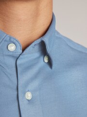 Blue Slim Fit Single Cuff Motionflex Knitted Shirt - Image 5 of 9