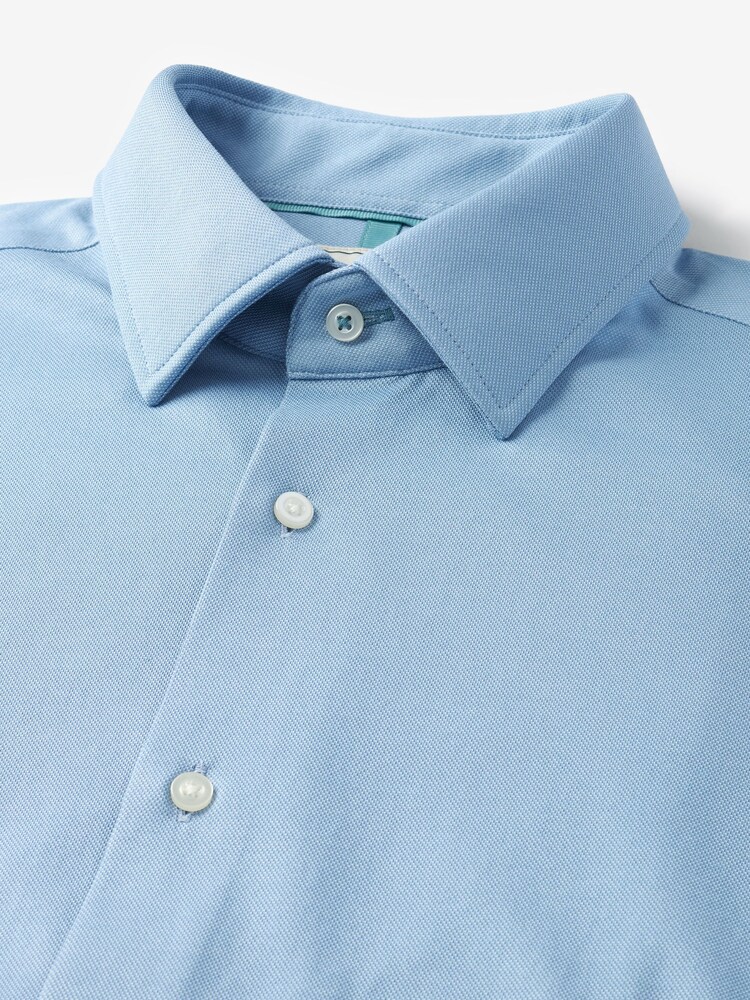 Blue Slim Fit Single Cuff Motionflex Knitted Shirt - Image 8 of 9
