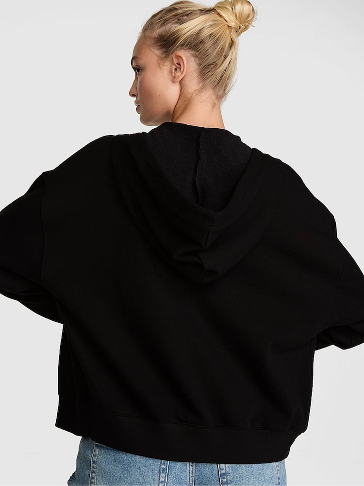Victoria's Secret PINK Pure Black Fleece Zip Up Hoodie - Image 2 of 2