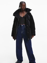Calvin Klein Jeans Black Soft Touch Belted Puffer Jacket - Image 2 of 7