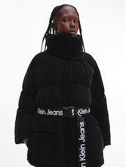 Calvin Klein Jeans Black Soft Touch Belted Puffer Jacket - Image 4 of 7