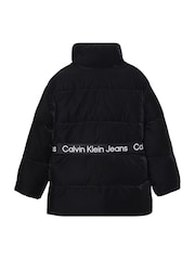 Calvin Klein Jeans Black Soft Touch Belted Puffer Jacket - Image 7 of 7