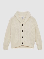 Reiss Ecru Romash Senior Cable Knit Cardigan - Image 2 of 8