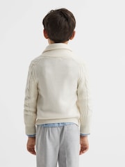 Reiss Ecru Romash Senior Cable Knit Cardigan - Image 5 of 8
