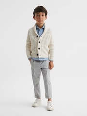 Reiss Ecru Romash Senior Cable Knit Cardigan - Image 6 of 8