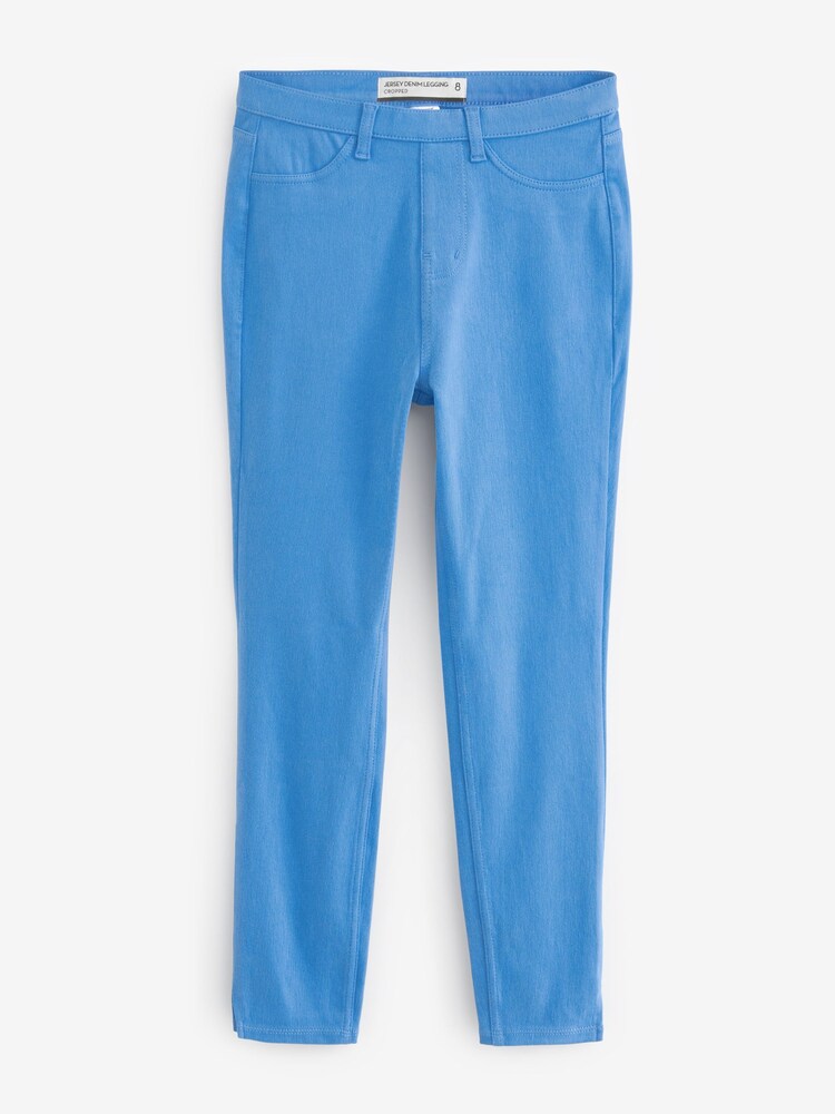 Cornflower Blue Cropped Denim Jersey Leggings - Image 5 of 5