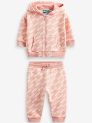 KENZO KIDS Baby Pink All Over Logo Hooded Tracksuit - Image 1 of 5
