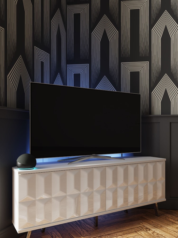Frank Olsen White Elevate Smart LED Corner TV Stand - Image 1 of 6