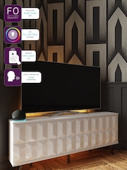 Frank Olsen White Elevate Smart LED Corner TV Stand - Image 3 of 6