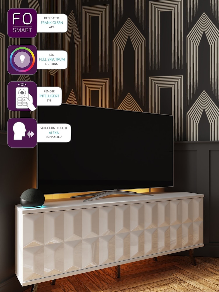 Frank Olsen White Elevate Smart LED Corner TV Stand - Image 2 of 5