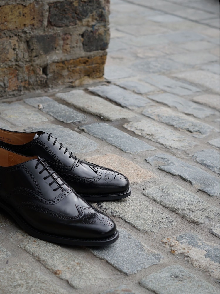 Loake 302Brg Black Polished Leather Brogue Oxford Shoes - Image 2 of 5