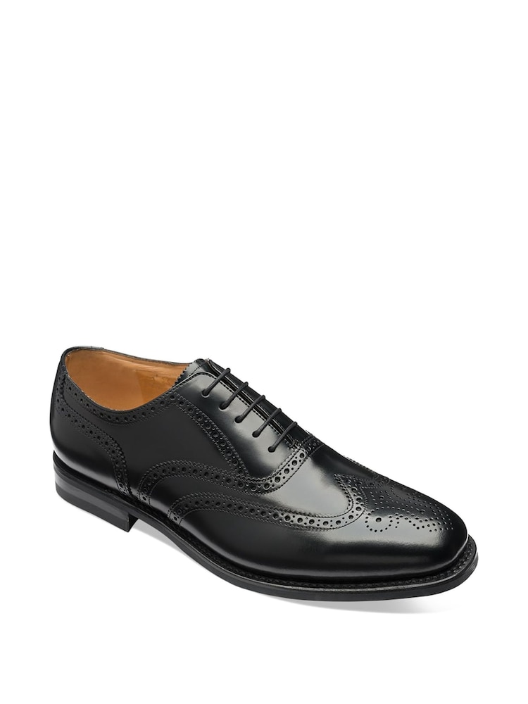 Černá leštěné kožené perforované polobotky Loake 302Brg Oxford Boty, obuv - Image 4 of 5
