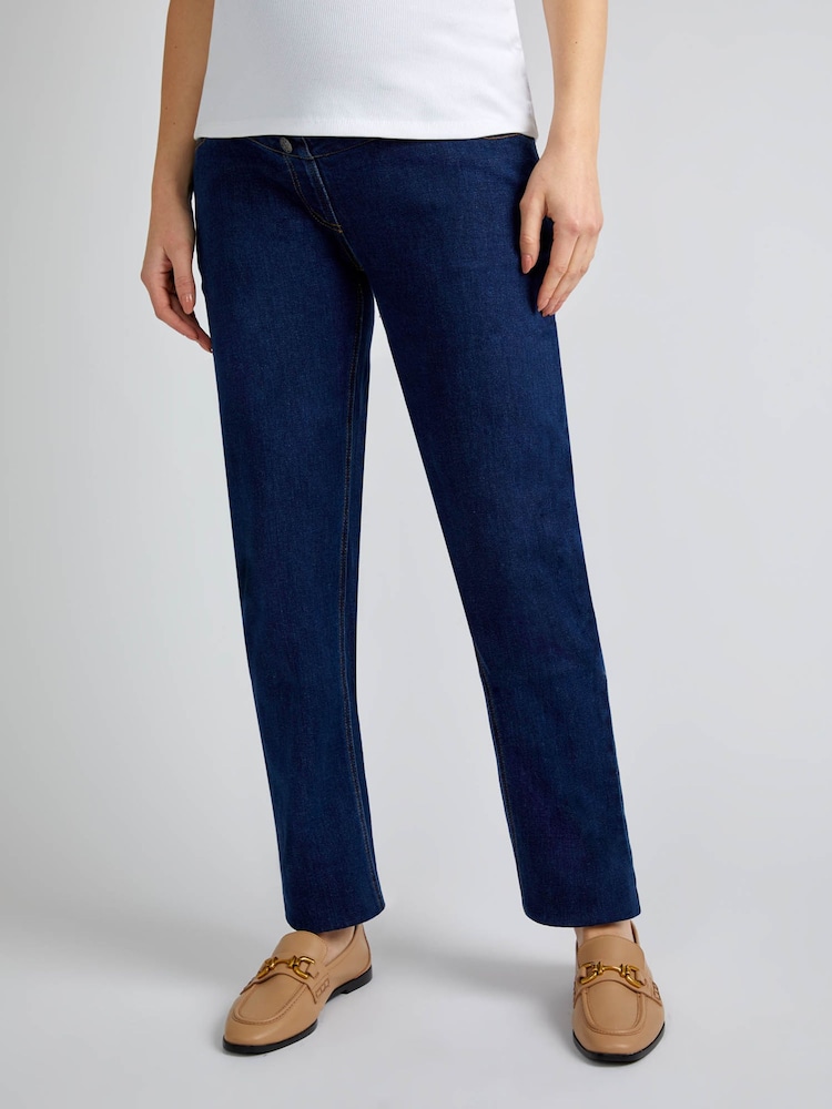 JoJo Maman Bébé Mid Wash Straight Leg Maternity Jeans - Image 1 of 3