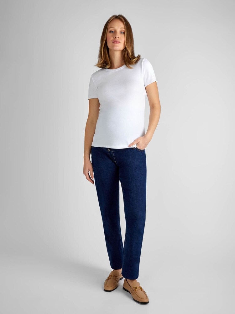 JoJo Maman Bébé Mid Wash Straight Leg Maternity Jeans - Image 2 of 3