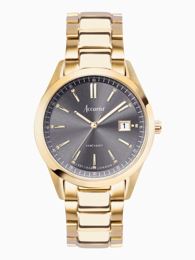 Accurist Everyday Mens Gold Plated Stainless Steel Bracelet Analogue Watch - Image 1 of 6