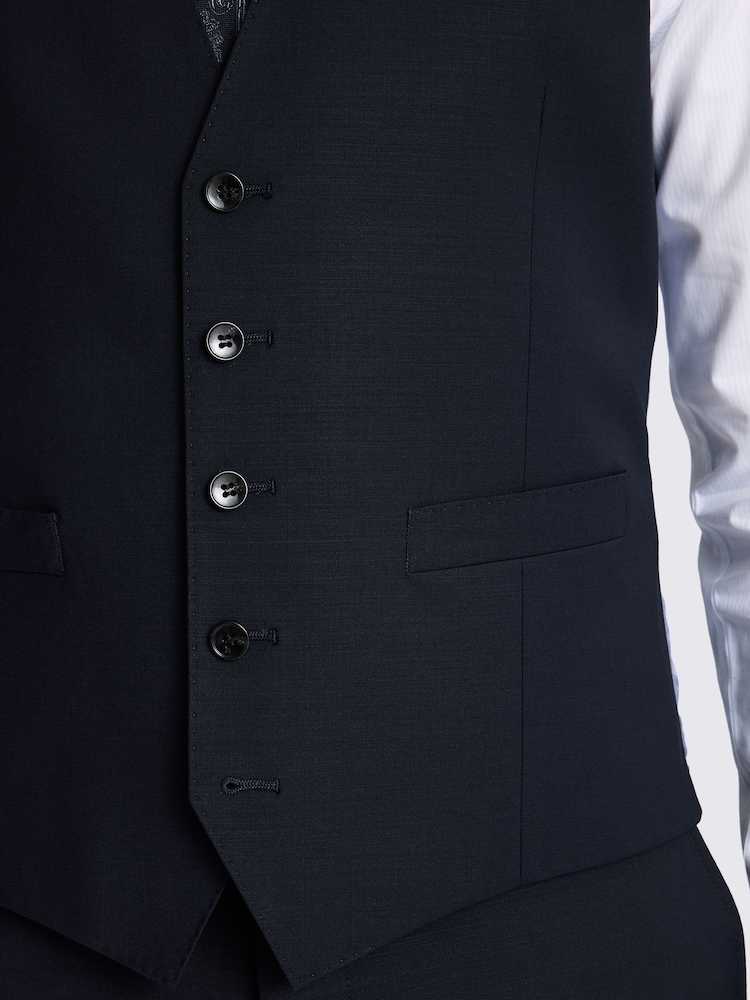 Navy Tailored Fit Performance Waistcoat - Image 3 of 3 Navy Tailored Fit Performance Waistcoat - Image 3 of 3