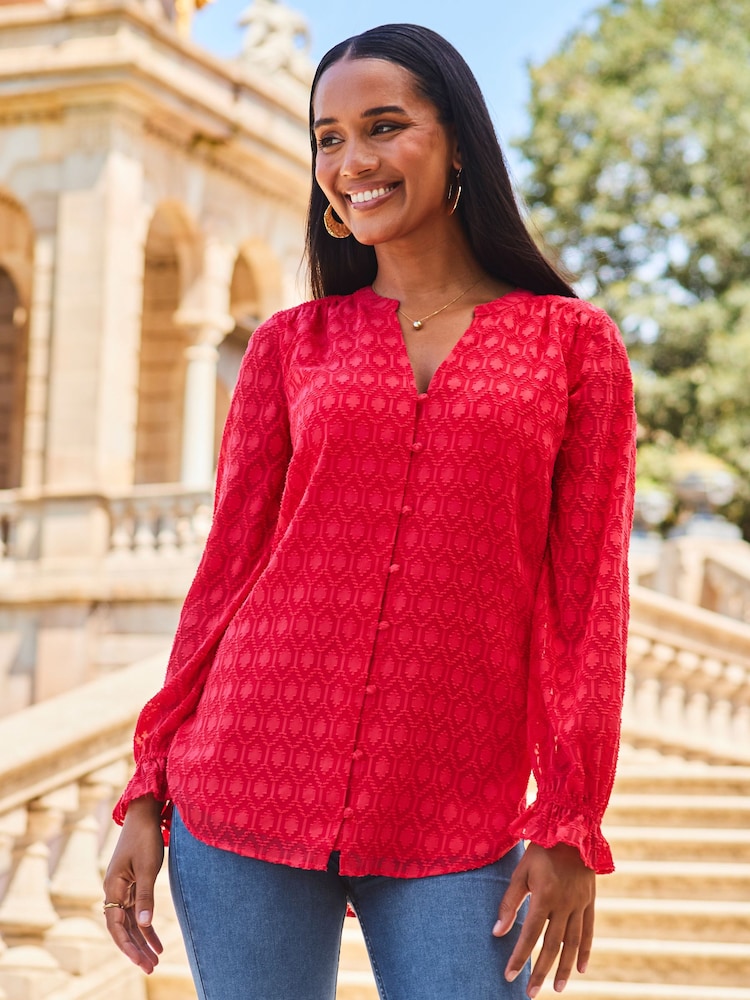 Sosandar Red Sequin Top - Image 1 of 5