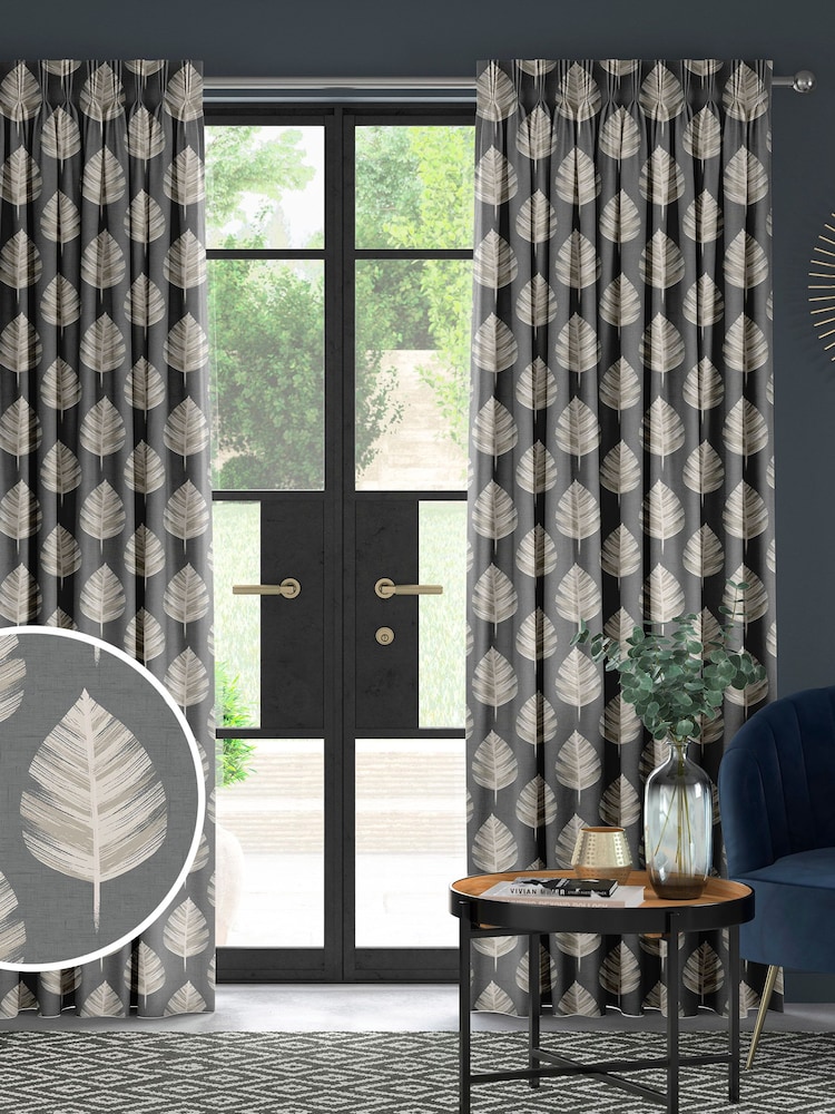 Grey Finn Made To Measure 100% Cotton Curtains - Image 1 of 9
