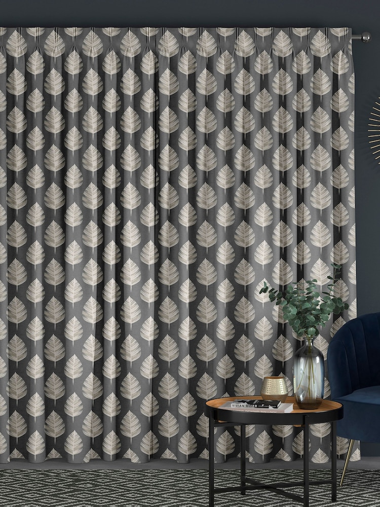 Grey Finn Made To Measure 100% Cotton Curtains - Image 2 of 9