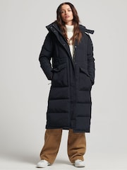 Superdry Black Vintage Everest Longline Parka Coat - Image 1 of 3