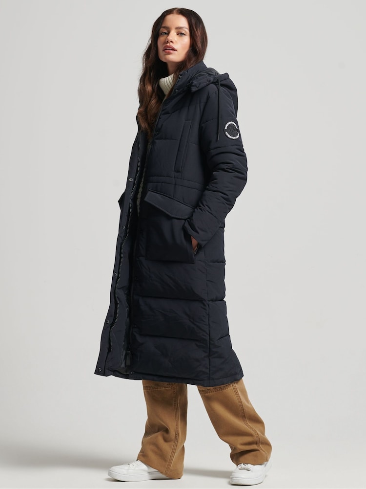 Superdry Black Vintage Everest Longline Parka Coat - Image 2 of 3