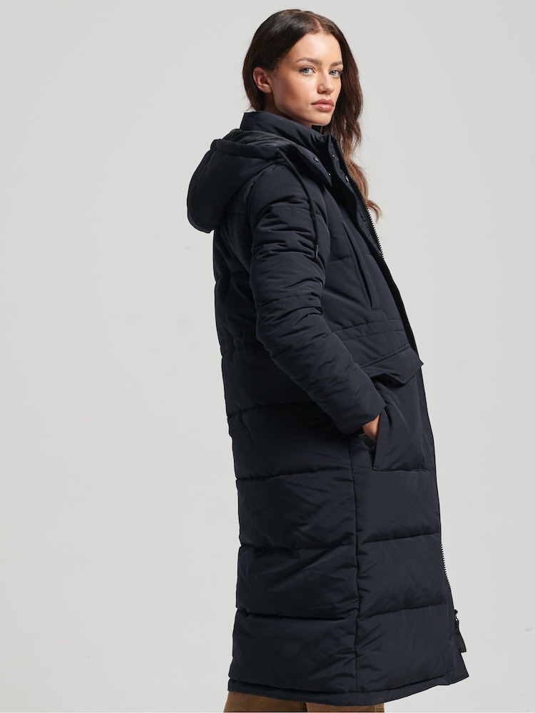 Superdry Black Vintage Everest Longline Parka Coat - Image 3 of 3