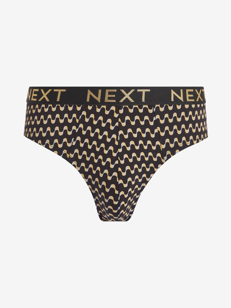 Black Gold Pattern 4 pack Cotton Rich Briefs - Image 5 of 10