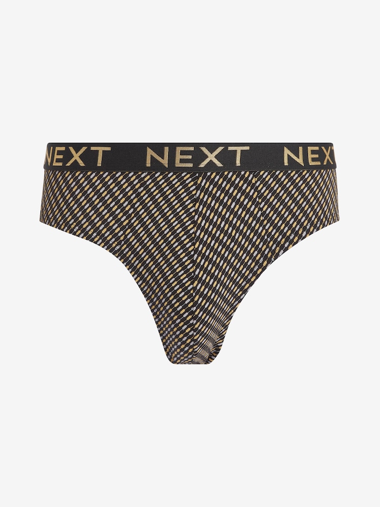Black Gold Pattern 4 pack Cotton Rich Briefs - Image 6 of 10