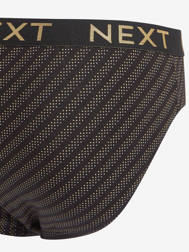 Black Gold Pattern 4 pack Cotton Rich Briefs - Image 9 of 10