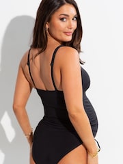 Pour Moi Black Maternity Ruched Swimsuit - Image 3 of 5