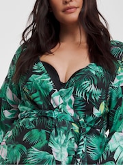 JD Williams Green Floral Tropical Robe - Image 4 of 4