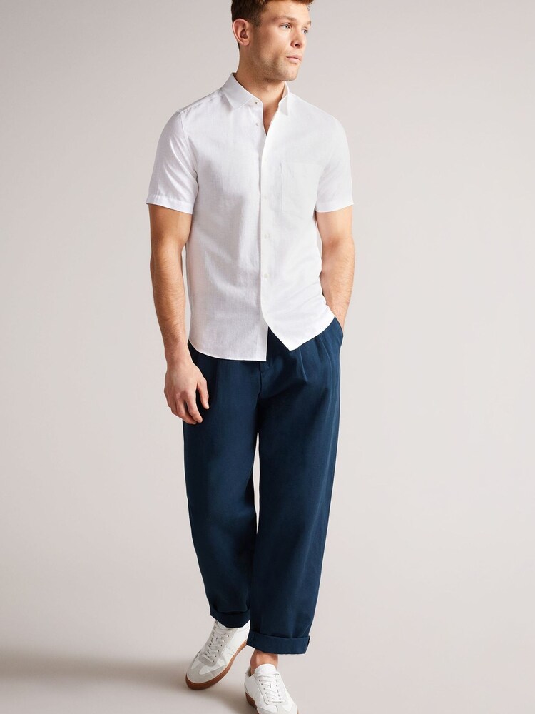 Ted Baker Addle White Short Sleeve Linen Shirt - Image 1 of 1