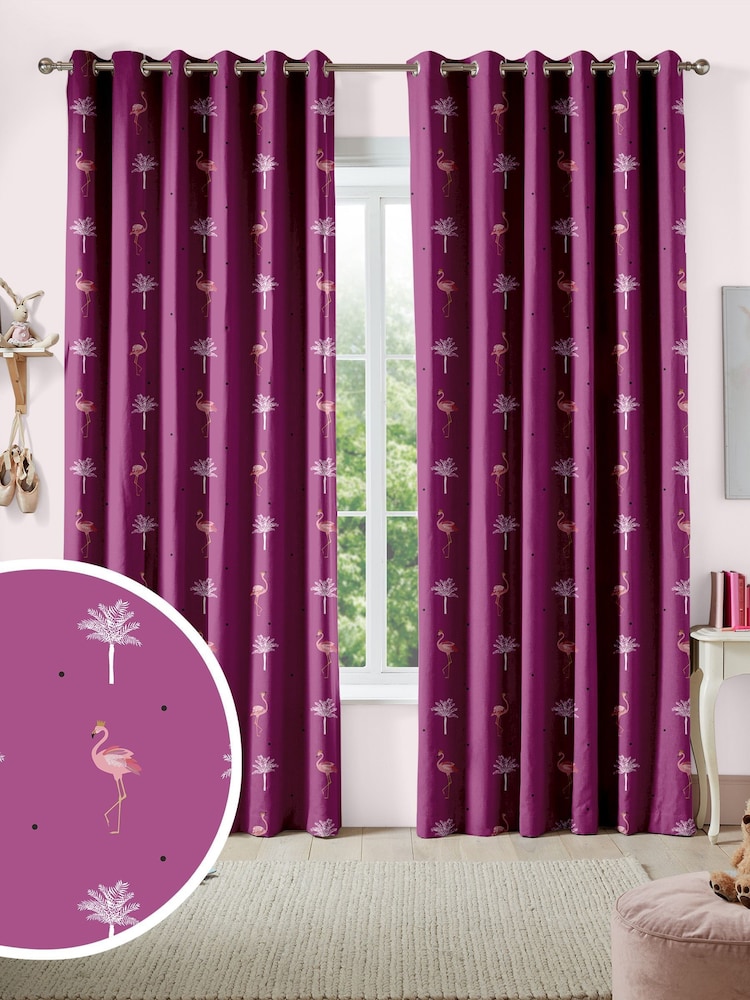 Sara Miller Pink Flamingo Made To Measure 100% Cotton Curtains - Image 1 of 9