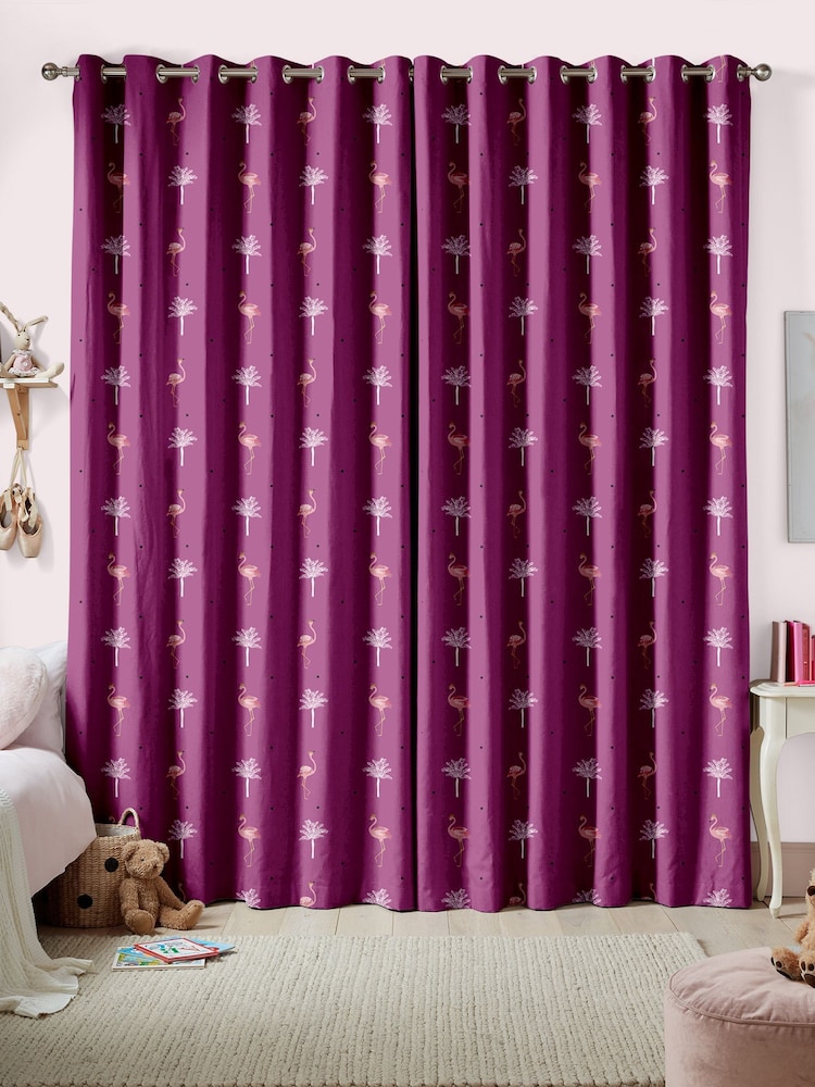 Sara Miller Pink Flamingo Made To Measure 100% Cotton Curtains - Image 2 of 9