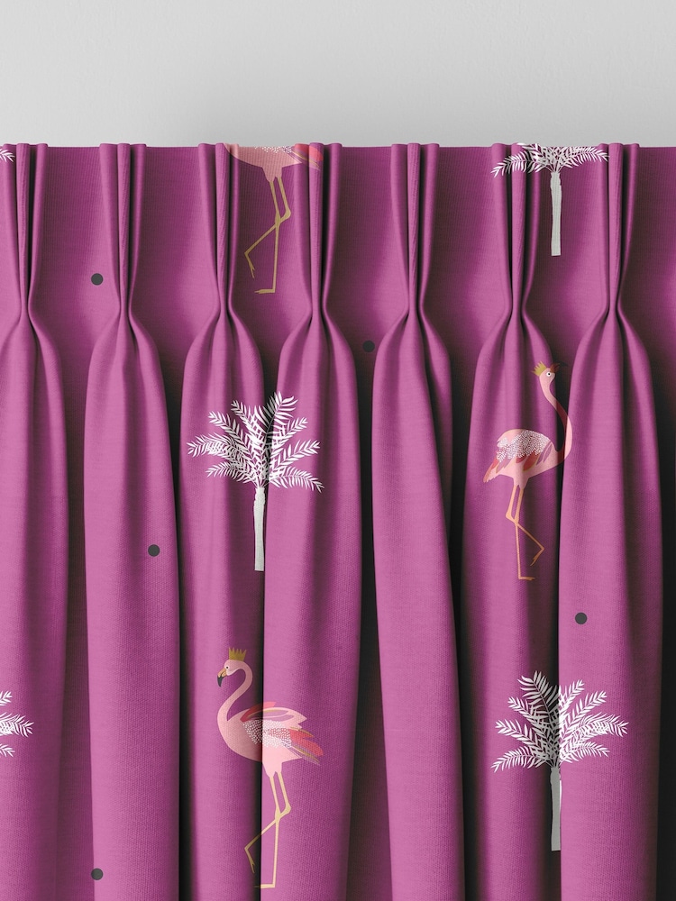 Sara Miller Pink Flamingo Made To Measure 100% Cotton Curtains - Image 5 of 9