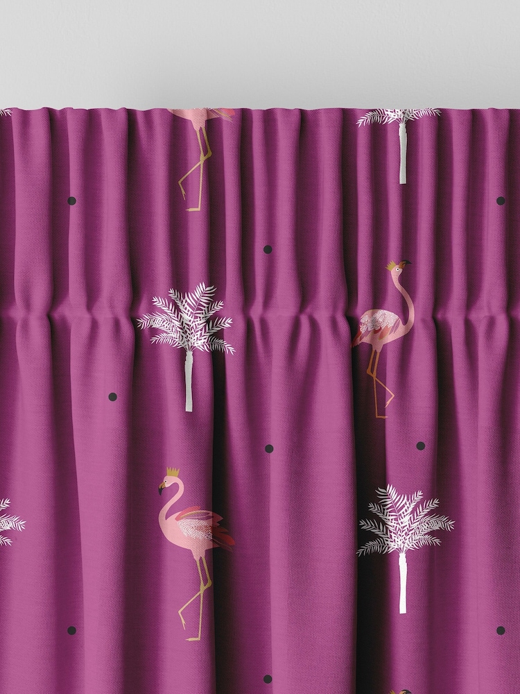 Sara Miller Pink Flamingo Made To Measure 100% Cotton Curtains - Image 6 of 9