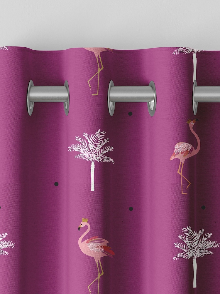 Sara Miller Pink Flamingo Made To Measure 100% Cotton Curtains - Image 7 of 9
