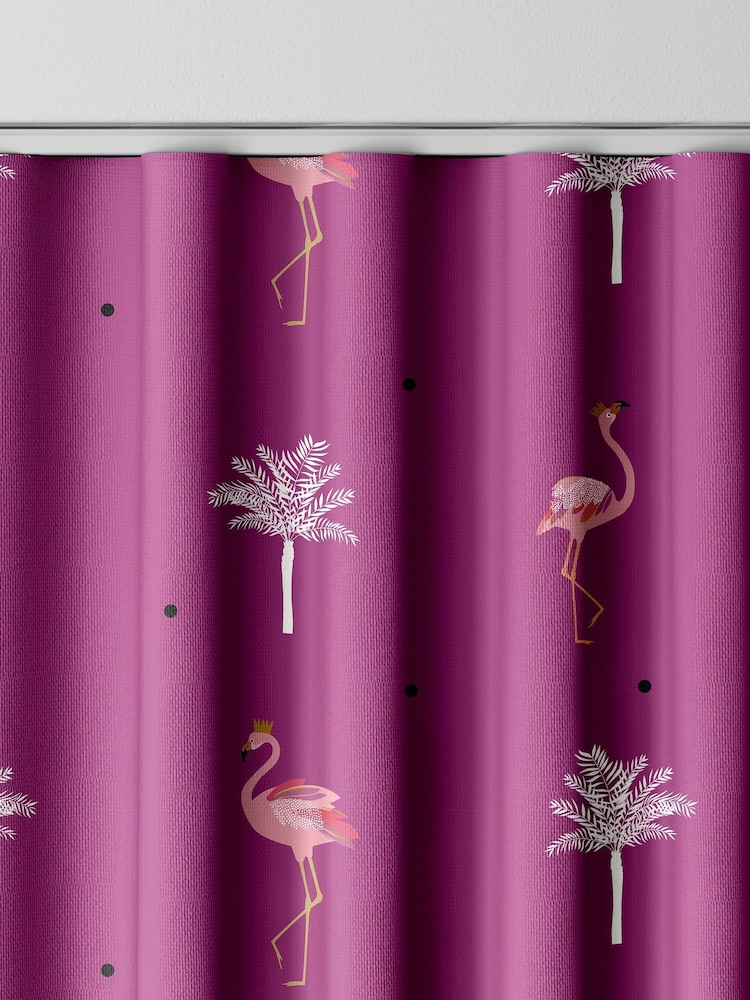 Sara Miller Pink Flamingo Made To Measure 100% Cotton Curtains - Image 8 of 9