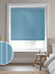 Laura Ashley Blue Burnsall Stripe Made To Measure Roman Blinds - Image 1 of 6
