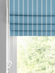 Laura Ashley Blue Burnsall Stripe Made To Measure Roman Blinds - Image 2 of 6