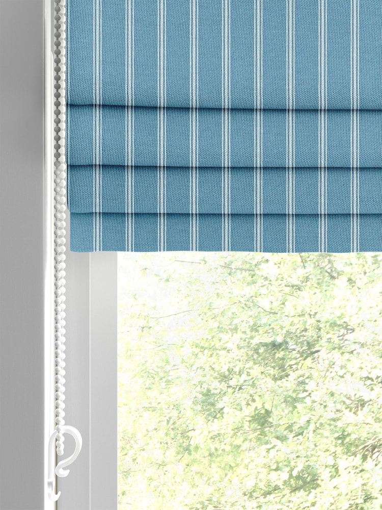 Laura Ashley Blue Burnsall Stripe Made To Measure Roman Blinds - Image 2 of 6