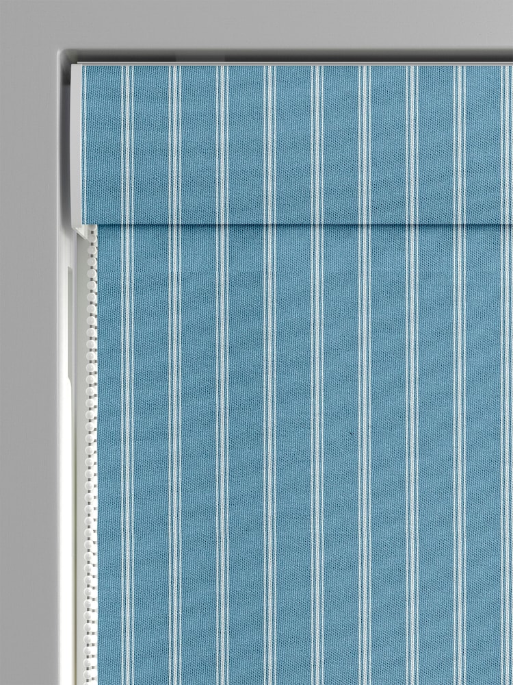 Laura Ashley Blue Burnsall Stripe Made To Measure Roman Blinds - Image 3 of 6