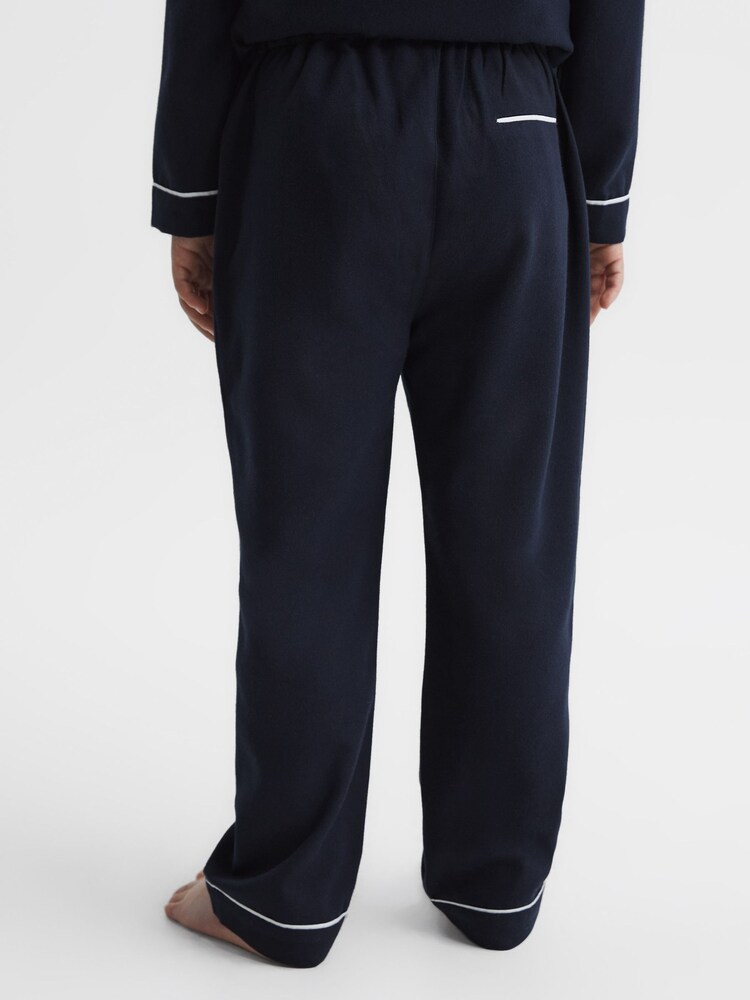 Reiss Navy Napp 4-9 yrs Cotton Piped Pyjama Trousers - Image 2 of 6